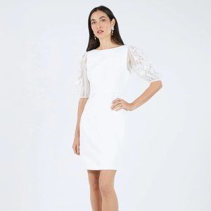 [NWT] BCBGMAXAZRIA Kamille Organza Sleeve Dress - White